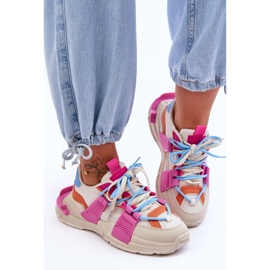 PS1 Women's Fashionable Lace-up Sports Shoes Beige-Pink Chillout! 1