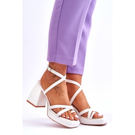 Fashionable White Secret Rose High Heels And Platform Sandals 6