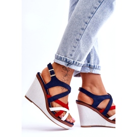 Seastar Wedge sandals with straps, navy blue multicolored 5