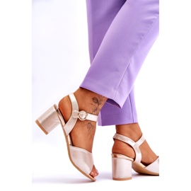 Vinceza Women's eco-leather sandals on the golden metallic post 3