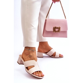 Classic Beige Leather Low Heel Flip-Flops 2