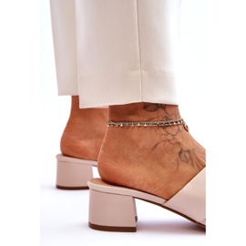 Classic Beige Leather Low Heel Flip-Flops 4