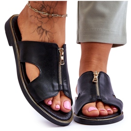 Lemar Women's Slippers With Decorative Zipper Black Clarence 4