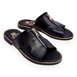 Lemar Women's Slippers With Decorative Zipper Black Clarence 3