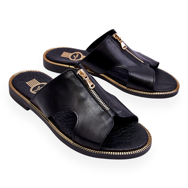 Lemar Women's Slippers With Decorative Zipper Black Clarence 3