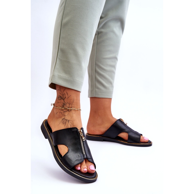 Lemar Women's Slippers With Decorative Zipper Black Clarence 1