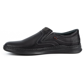 Olivier Men's leather casual slip-on shoes 284GT, black 1