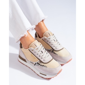 Beige sneakers on the platform LL274364 Big Star 1
