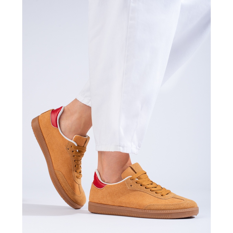 Shelovet brown suede sneakers beige 1 Shelovet brown suede sneakers beige 1