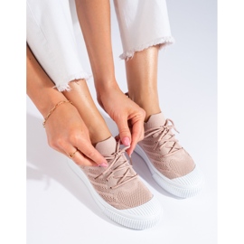 Women's light pink Shelovet textile sneakers 1