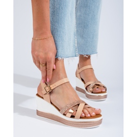 Women's beige Shelovet wedge sandals 1
