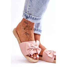 Fashionable women's slippers with a pink Estera bow 2