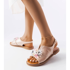 Vinceza Gold sandals decorated with Viinceza crystals golden 1