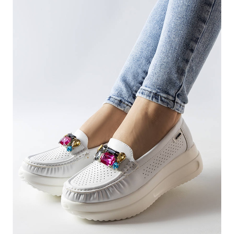 White loafers with crystals from Gisella 1