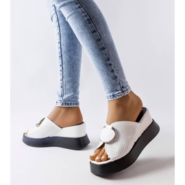 White embellished wedge sandals from Degna 2