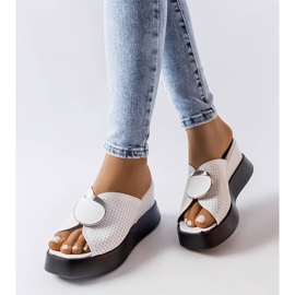 White embellished wedge sandals from Degna 1