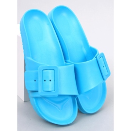 Rubber slides with a buckle Romero L.BLUE 1