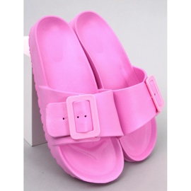 Rubber slides with a Romero Pink buckle 1