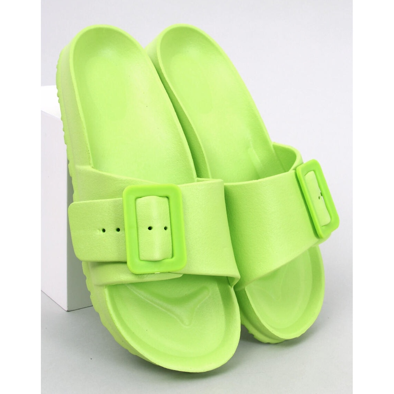Romero Green rubber slides with a buckle 1