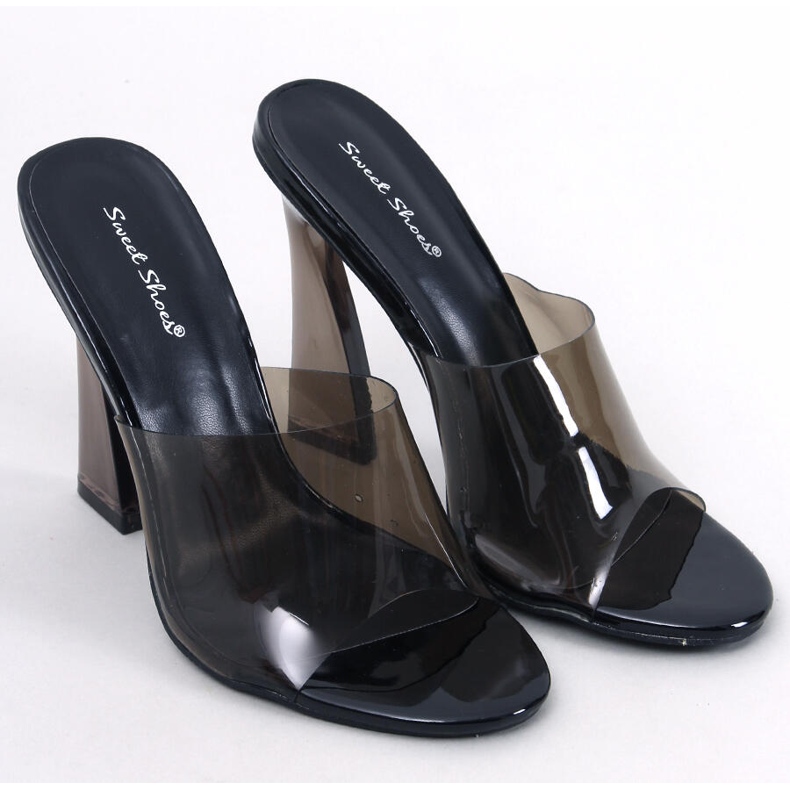 Seymour Black transparent heeled slides 1