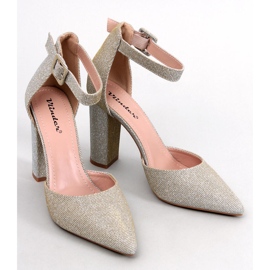 Midnight LT.GOLD iridescent block heel pumps golden 1