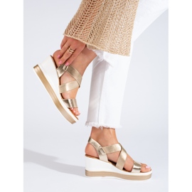 Shelovet gold wedge sandals golden 1