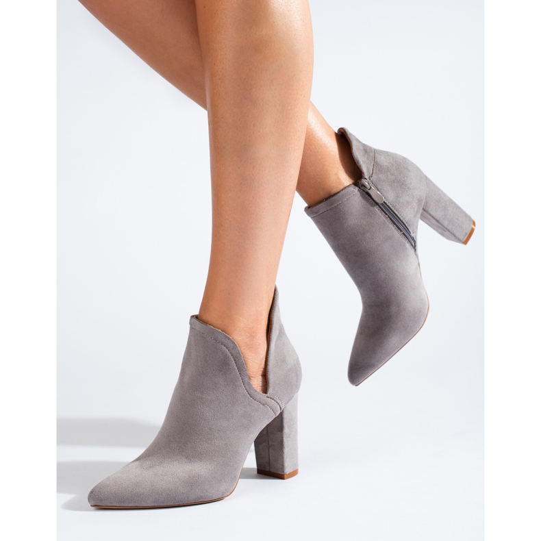 Women's gray high boots with a cut-out Shelovet grey 1 Women's gray high boots with a cut-out Shelovet grey 1