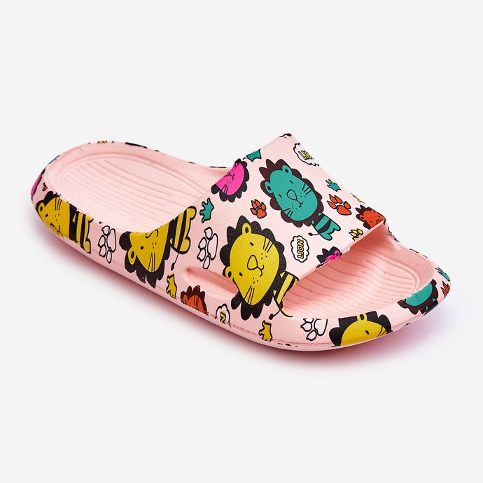 WJ1 Children's Light Foam Slippers Lion Motif Pink Esther 2