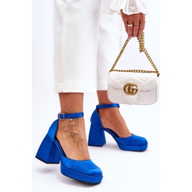 Fashionable Pumps On Massive Heels Blue Sandia 1