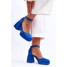 Fashionable Pumps On Massive Heels Blue Sandia 2