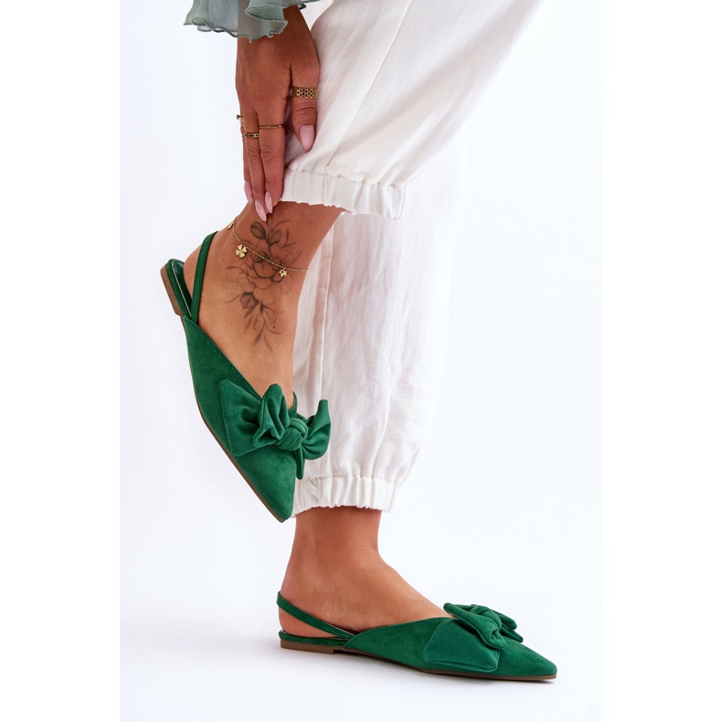 Women's Slip-On Ballerinas With Bow Green Nadine 2