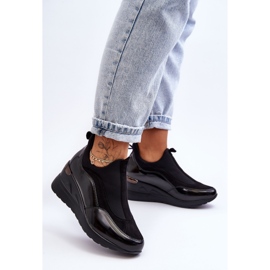 PE1 Women's Slip-On Wedge Sports Shoes Black Farro 1