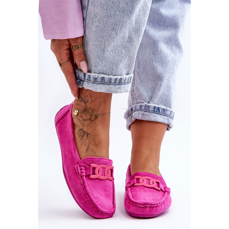 Women's Fashionable Suede Loafers Pink Rabell 1 Women's Fashionable Suede Loafers Pink Rabell 1