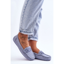 Women's Fashionable Rabell Blue Suede Loafers 1