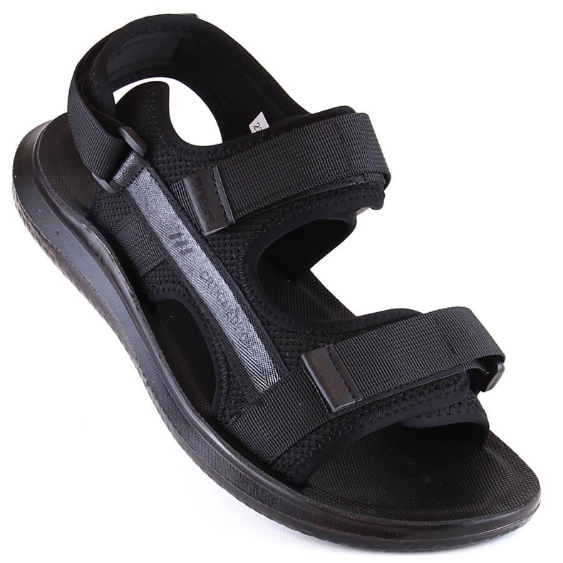 Black men's sports sandals with Velcro News 23MN02-5801 1 Black men's sports sandals with Velcro News 23MN02-5801 1