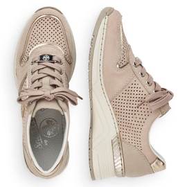 Rieker N4346-60 women's beige openwork wedge sports shoes 2
