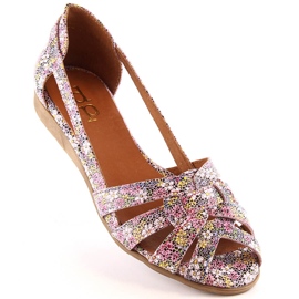 Women's leather slip-on sandals in multicolor Dolce Pietro FW195 multicolored 2