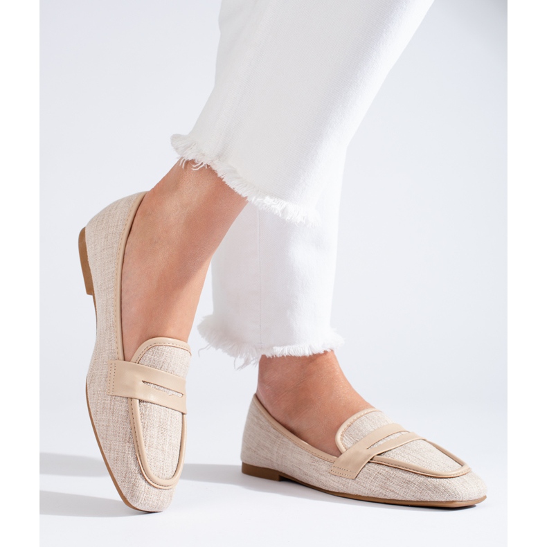 Women's elegant Shelovet pink loafers beige 1 Women's elegant Shelovet pink loafers beige 1