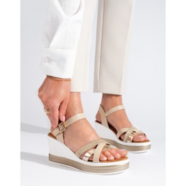 Women's beige Shelovet wedge sandals 1