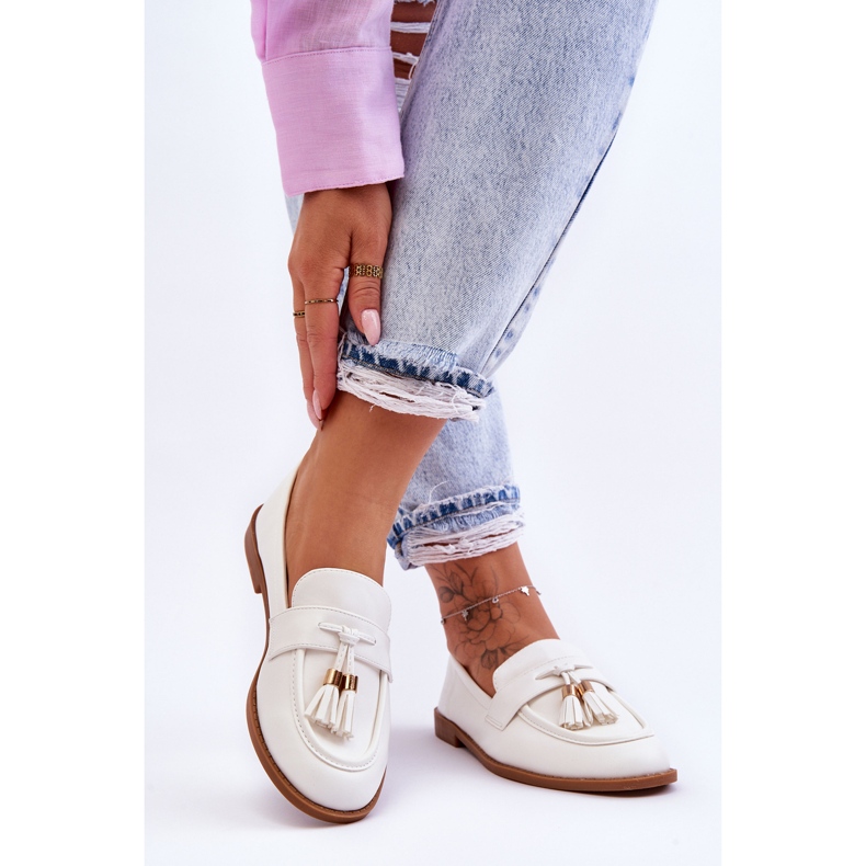 Classic Fringed Leather Loafers White Camis 2 Classic Fringed Leather Loafers White Camis 2
