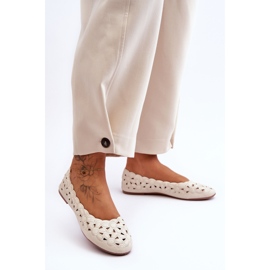 PE1 Openwork Glossy Ballerina Women's Beige Visionary 1