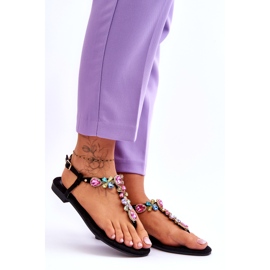 Suede Flip Flops With Stones Black Frency 6