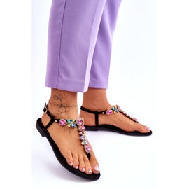 Suede Flip Flops With Stones Black Frency 2