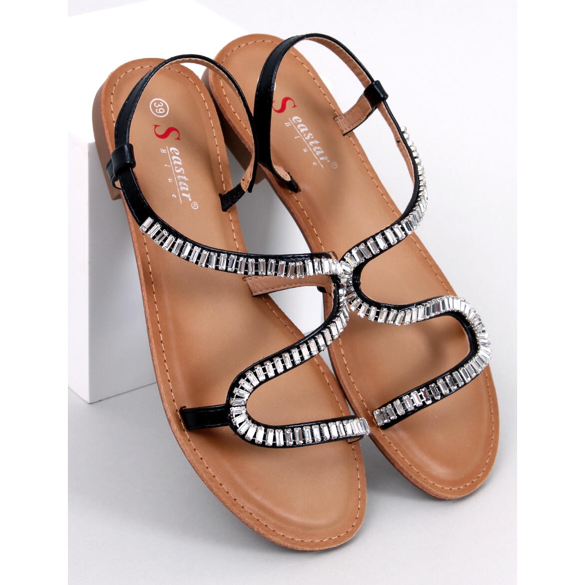 Black crystal deals sandals