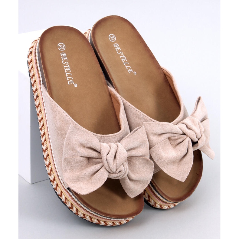 High sole bow sandals from Delair Beige 1
