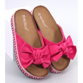 Delair Fuchsia high sole bow slippers pink 1