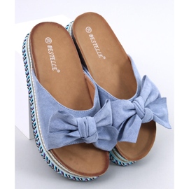Delair Blue high sole bow sandals 1