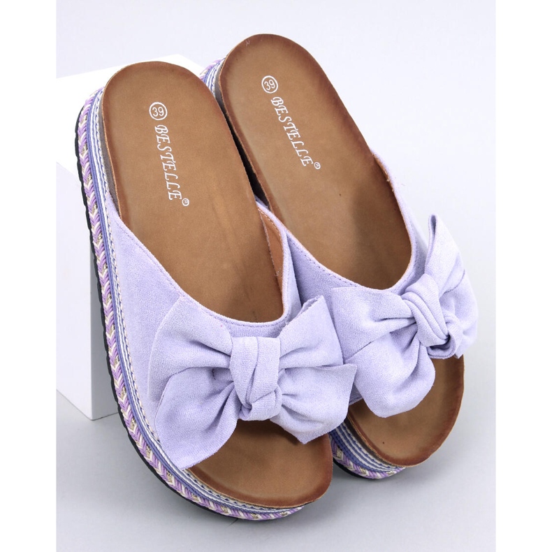 High sole bow sandals from Delair Purple violet 1