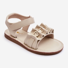 Children's Sandals With Velcro Hearts Beige Havana 1