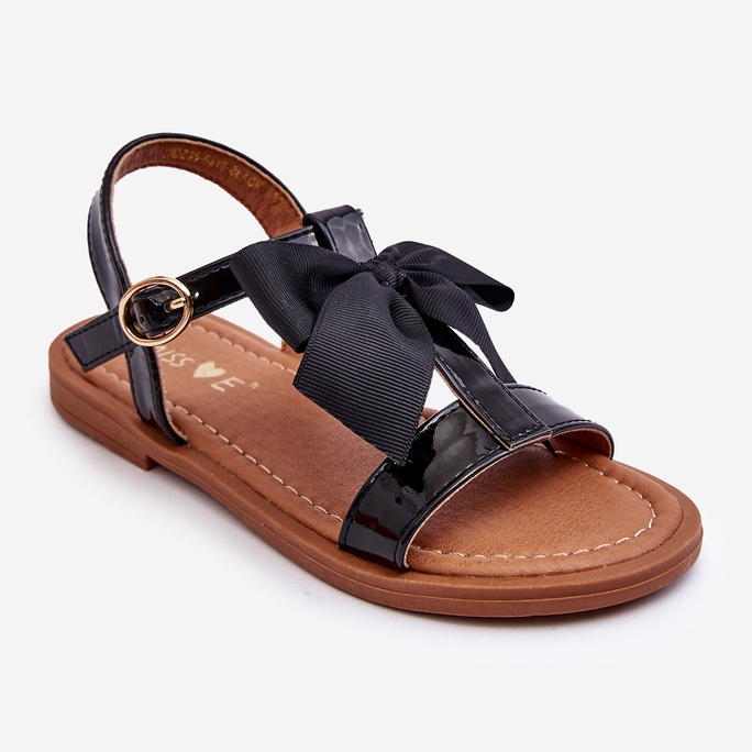 Miss Children's Lacquered Sandals With A Bow Black Netina 1